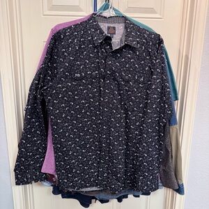 Black Patterned Button-Up Shirt
